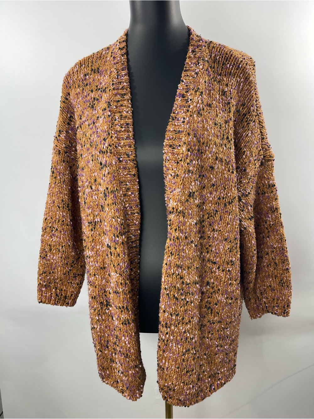 J. Jill Utopia Mixed Texture 3/4 Sleeve Chunky Marled Knit XL Petite Cardigan